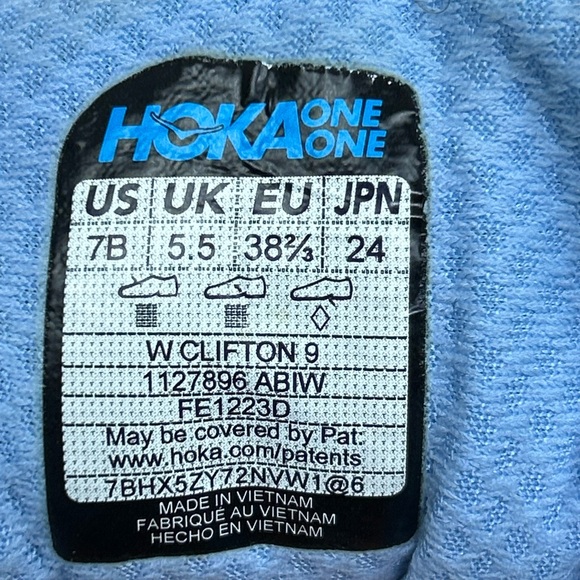 Hoka One One Clifton 9 Womens Size 7 1127896 ABIW Blue Running Shoes Sneakers